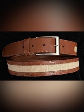 Men’s Joseph Abboud Sz 44 Two-toned/ Two-textured Belt w/ Nickel-finish Buckle
